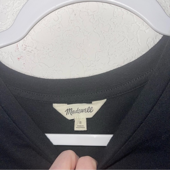 Madewell knot-back detail short sleeve true black cotton size small - Picture 5 of 10